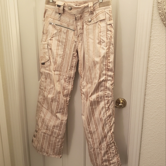 686 Snowboard Ski Pants Smarty XS Ivory Stripe by Michael Akira West - Picture 1 of 15